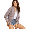 SHEIN Womens Autumn Casual Jackets Ladies Color Block Pocket Zipper Front Stand