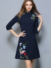 Lapel Embroidery Women's Day Dress