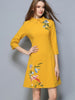 Lapel Embroidery Women's Day Dress